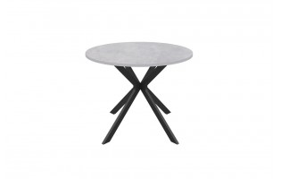 Стол обеденный скандинавский (раскладной) VEGA (D1000-1350x750) (бетонный камень/черный)
